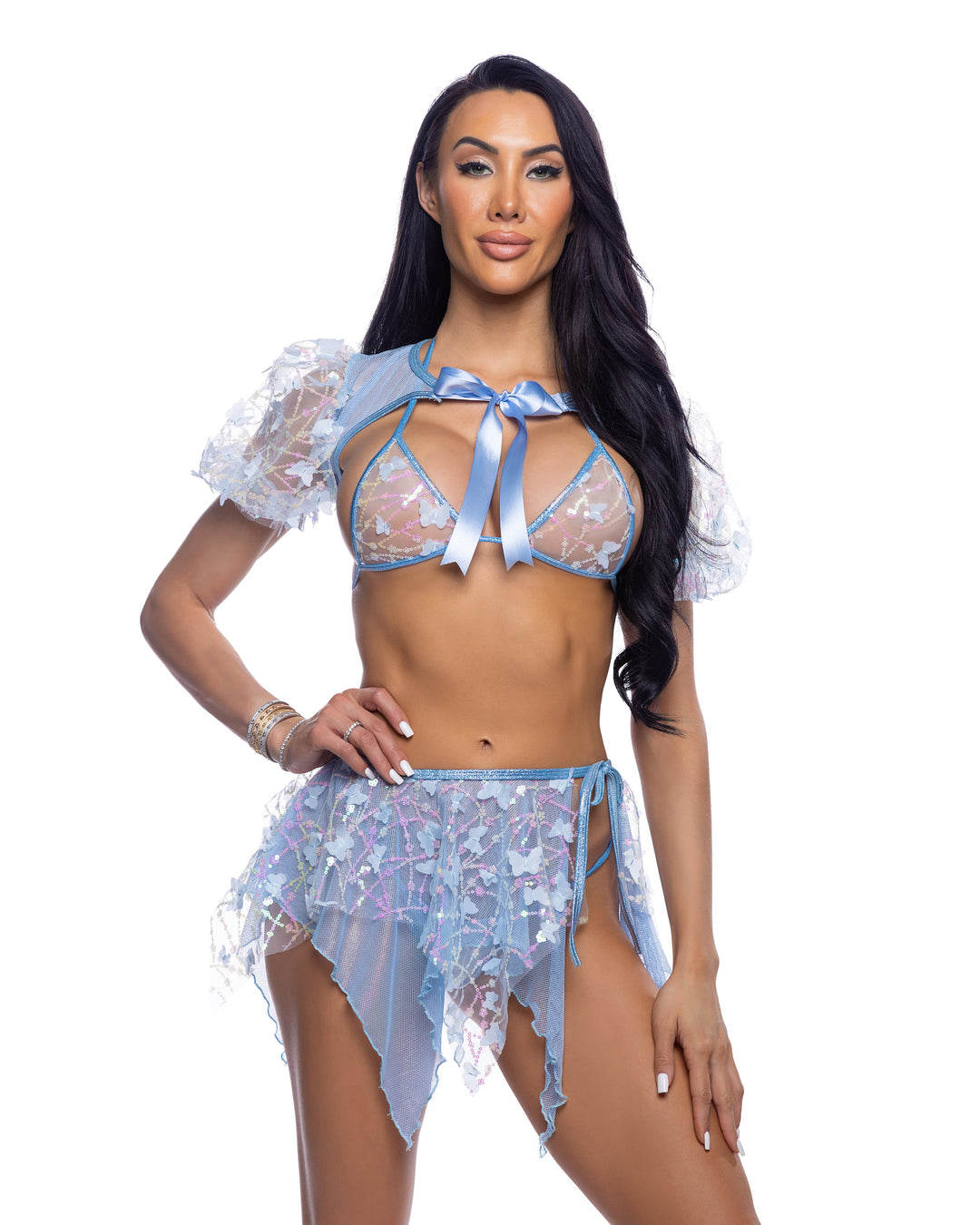 6714 - Butterfly & Sequin Puff Sleeve Shrug